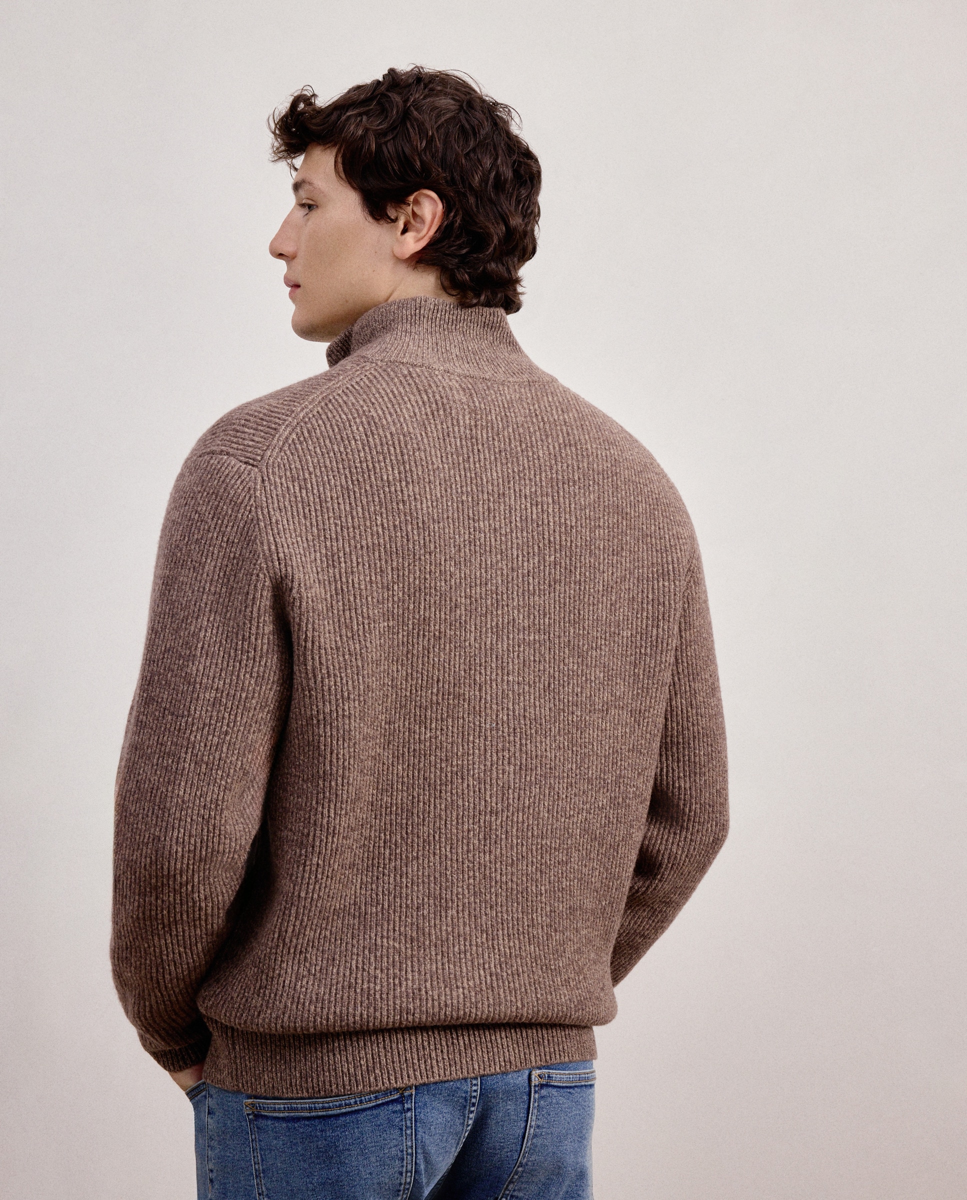 Cardigan com Fecho de Correr Castanho-4