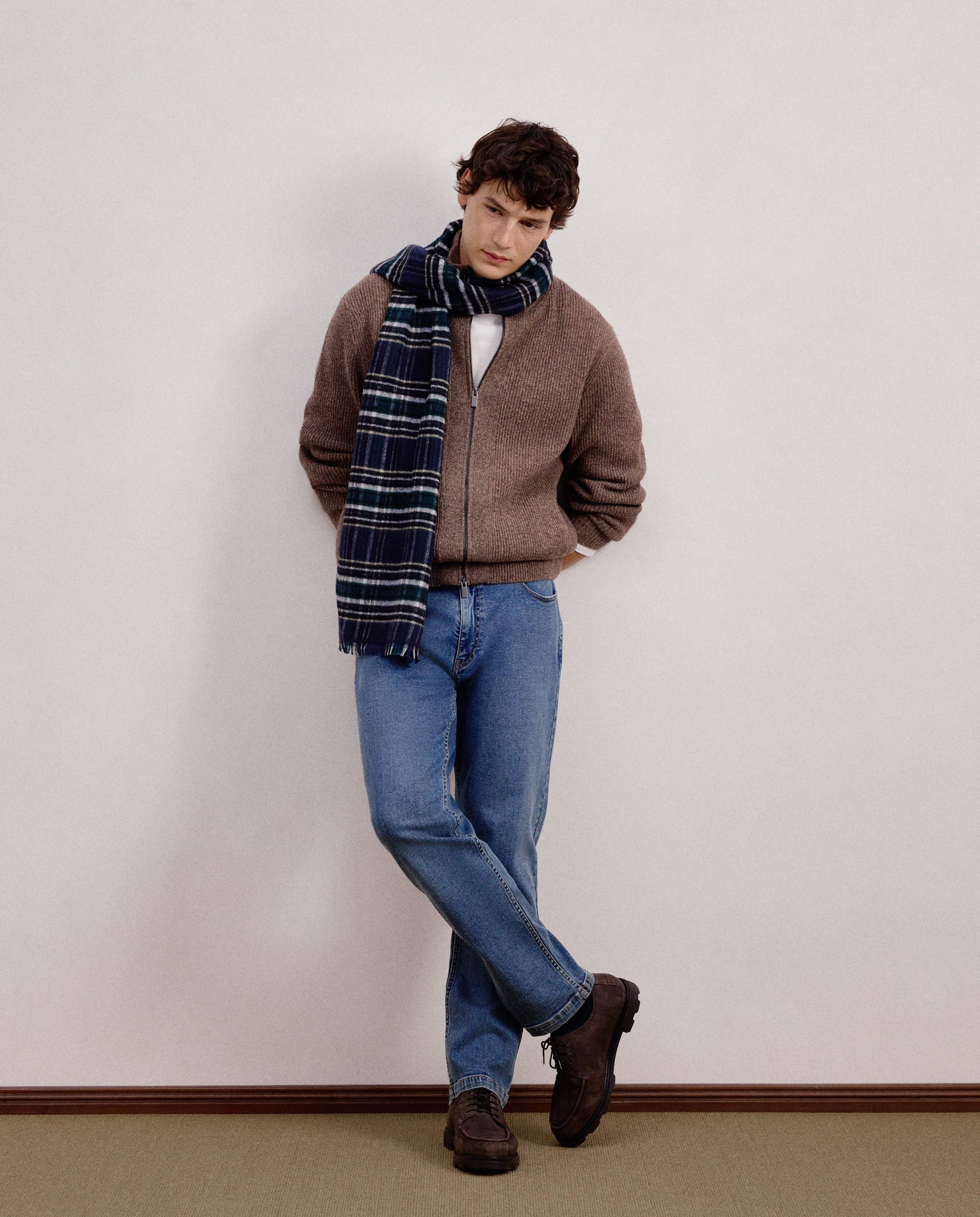 Cardigan com Fecho de Correr Castanho-2