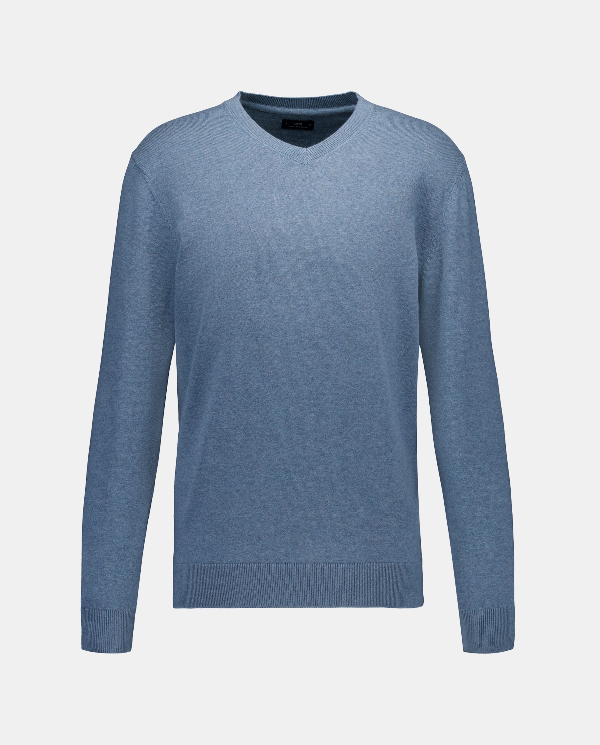 Jersey de hombre cuello pico liso algodón 100% 400 Azul-4