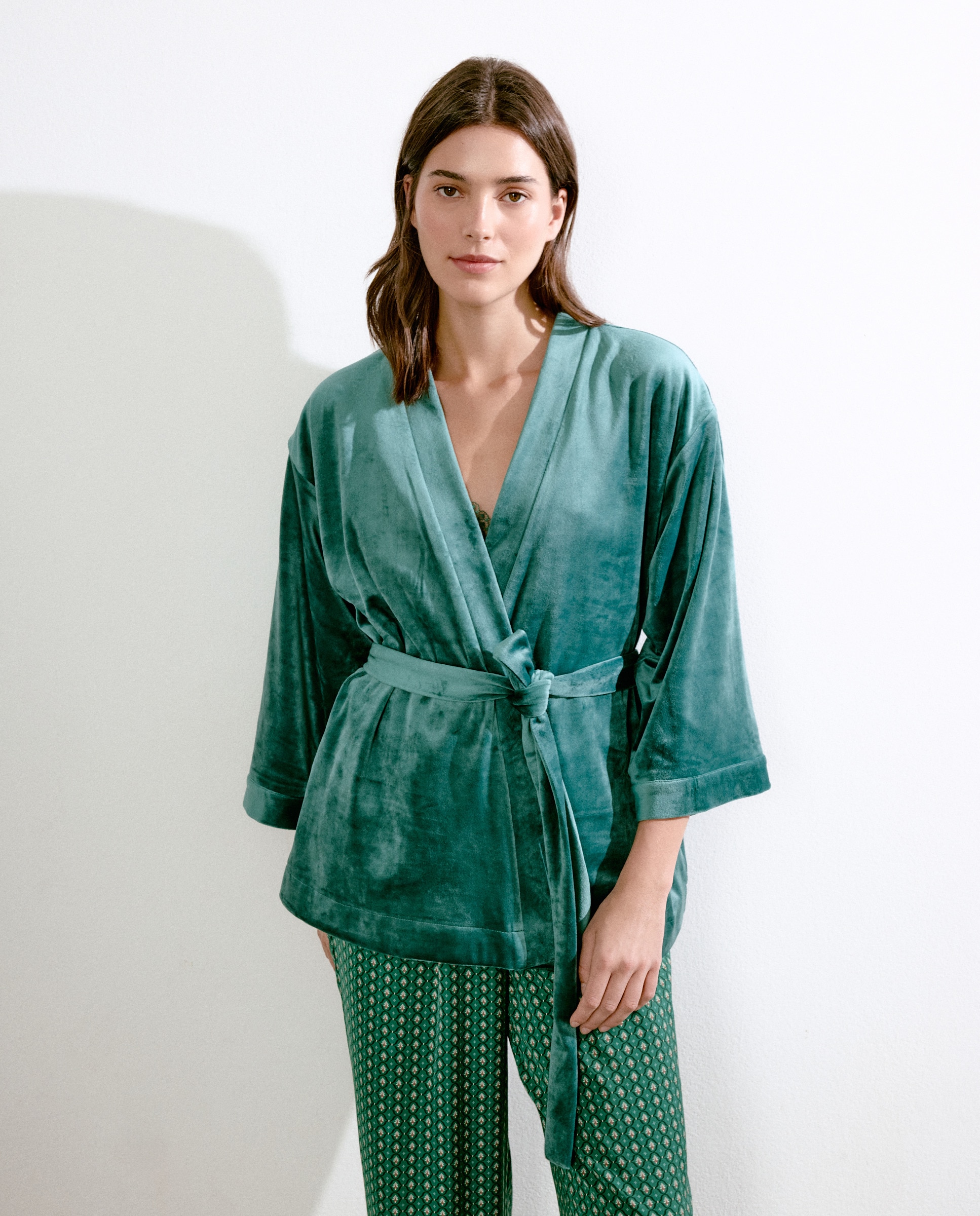 Robe cruzado 530 Verde Escuro-1