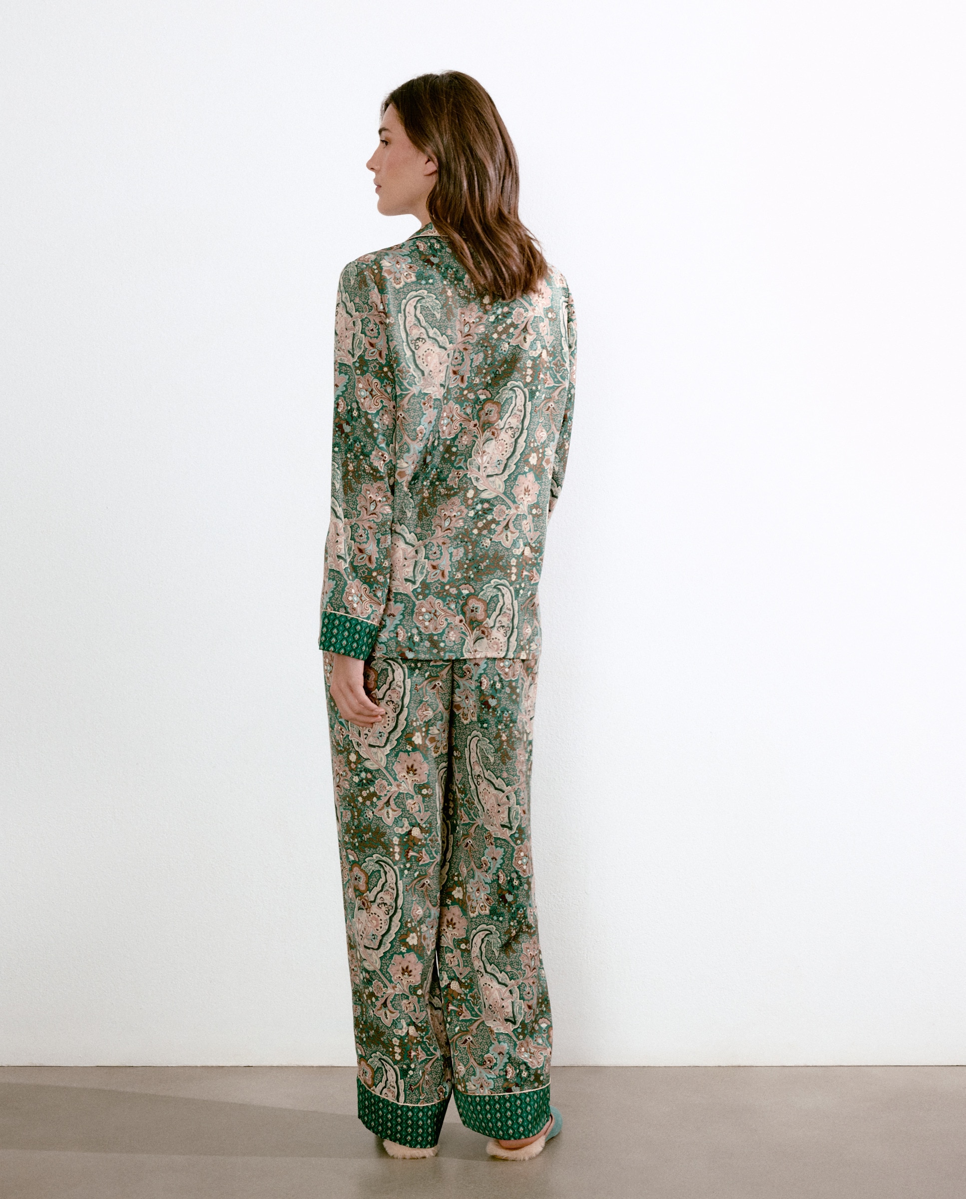 Pijama Camiseiro Estampado Verde-2