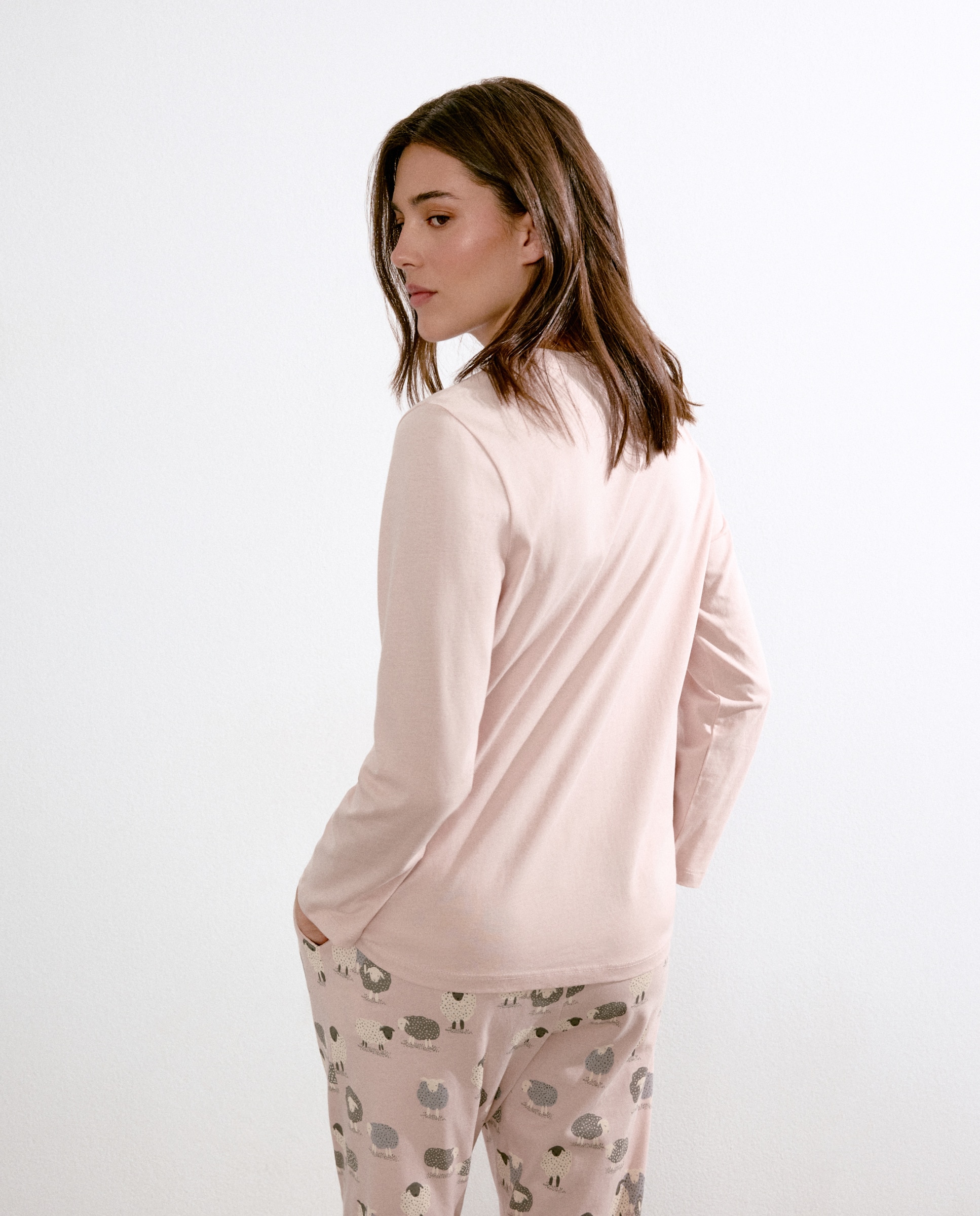 Camisola de pijama com manga comprida 220 Rosa Pálido-3