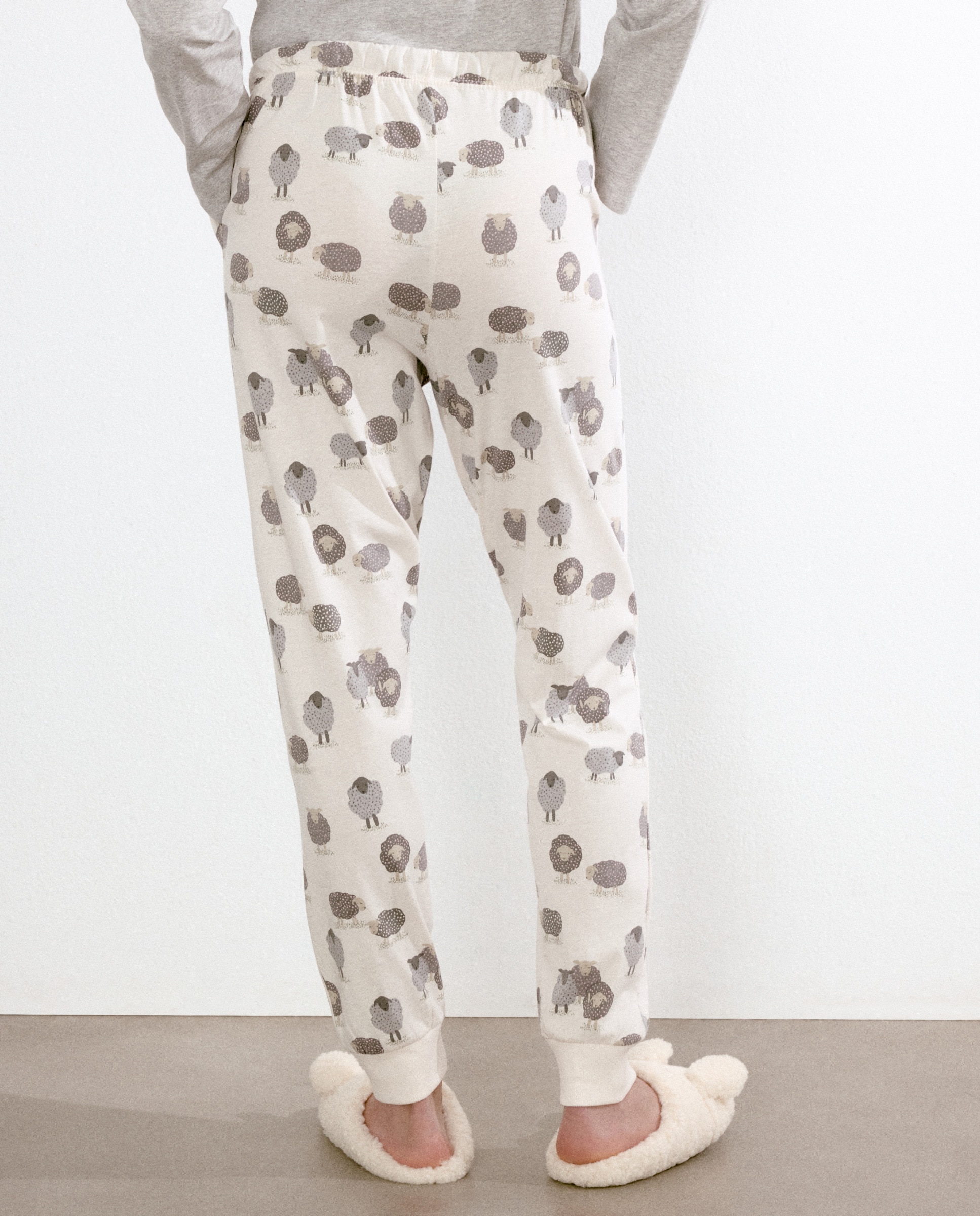 Calças de Pijama com Punho Branco-3