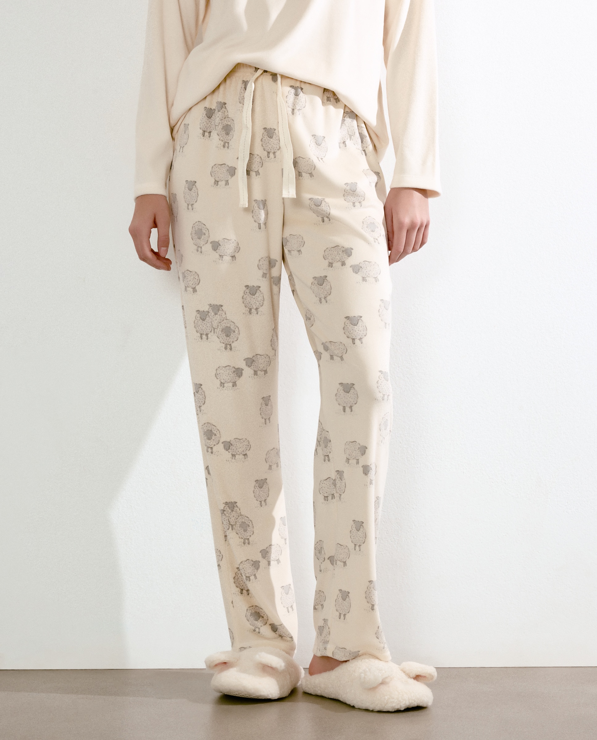 Calças de Pijama com Estampado Branco-2