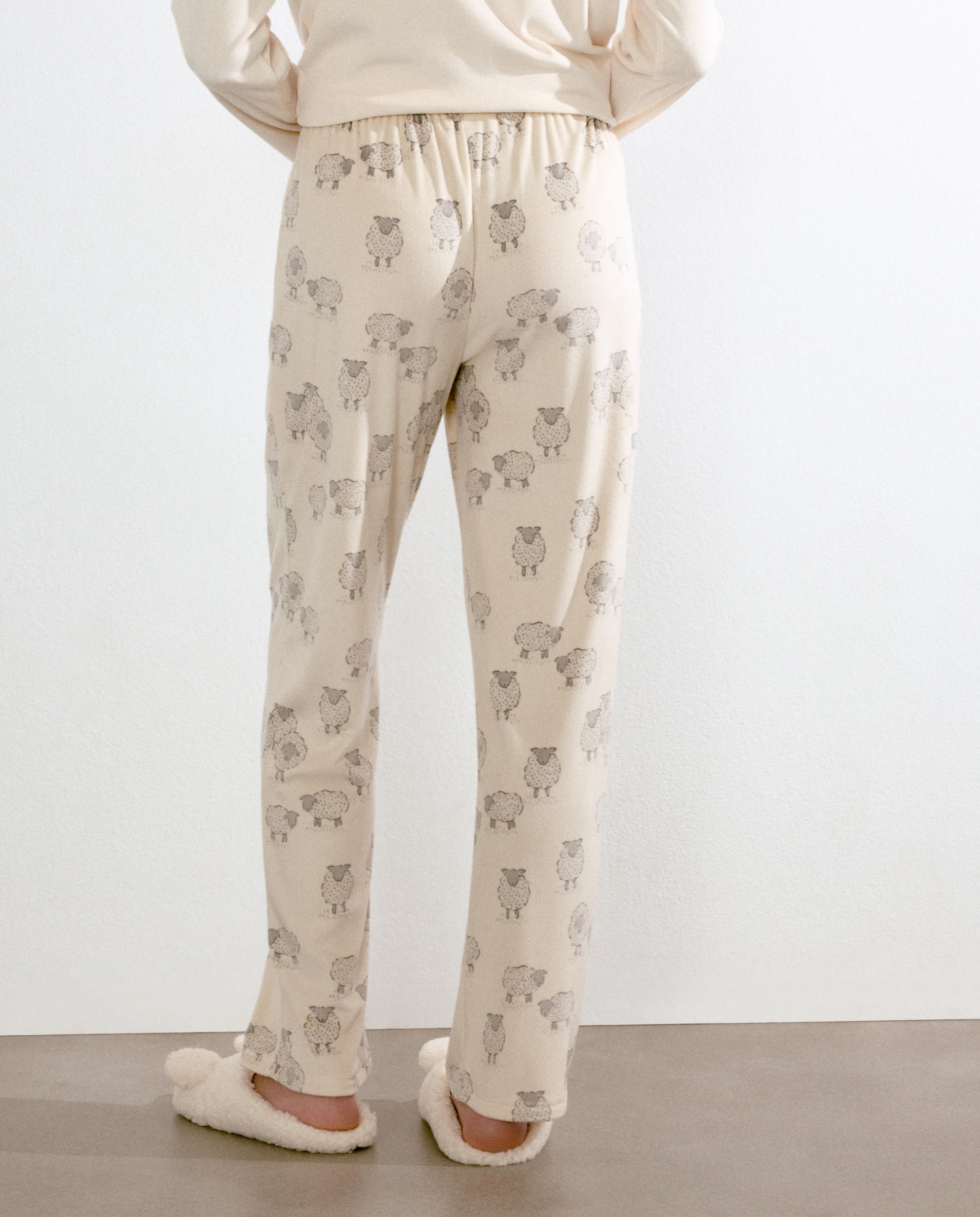 Calças de Pijama com Estampado Branco-3