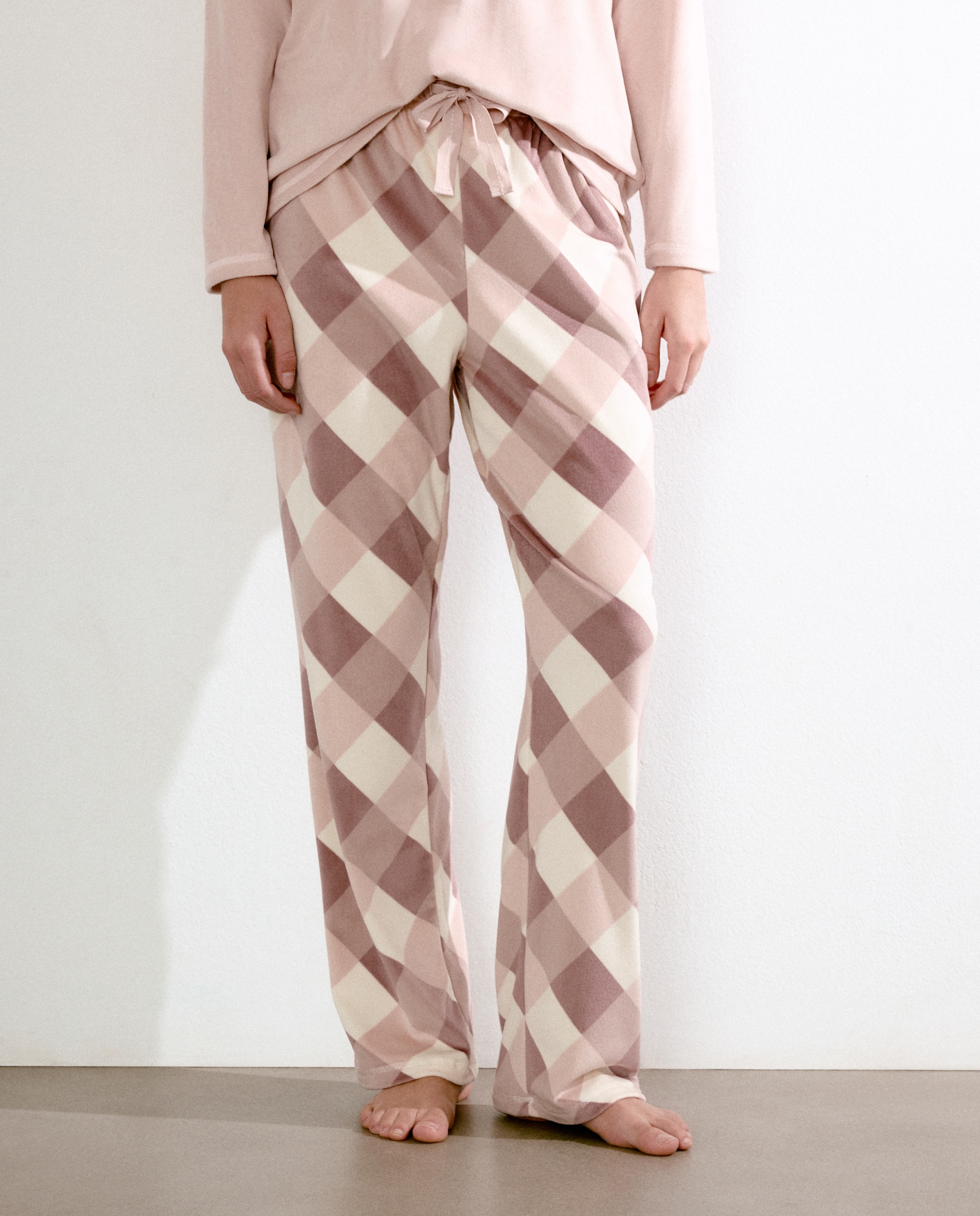 Calças de Pijama com Estampado Rosa-2