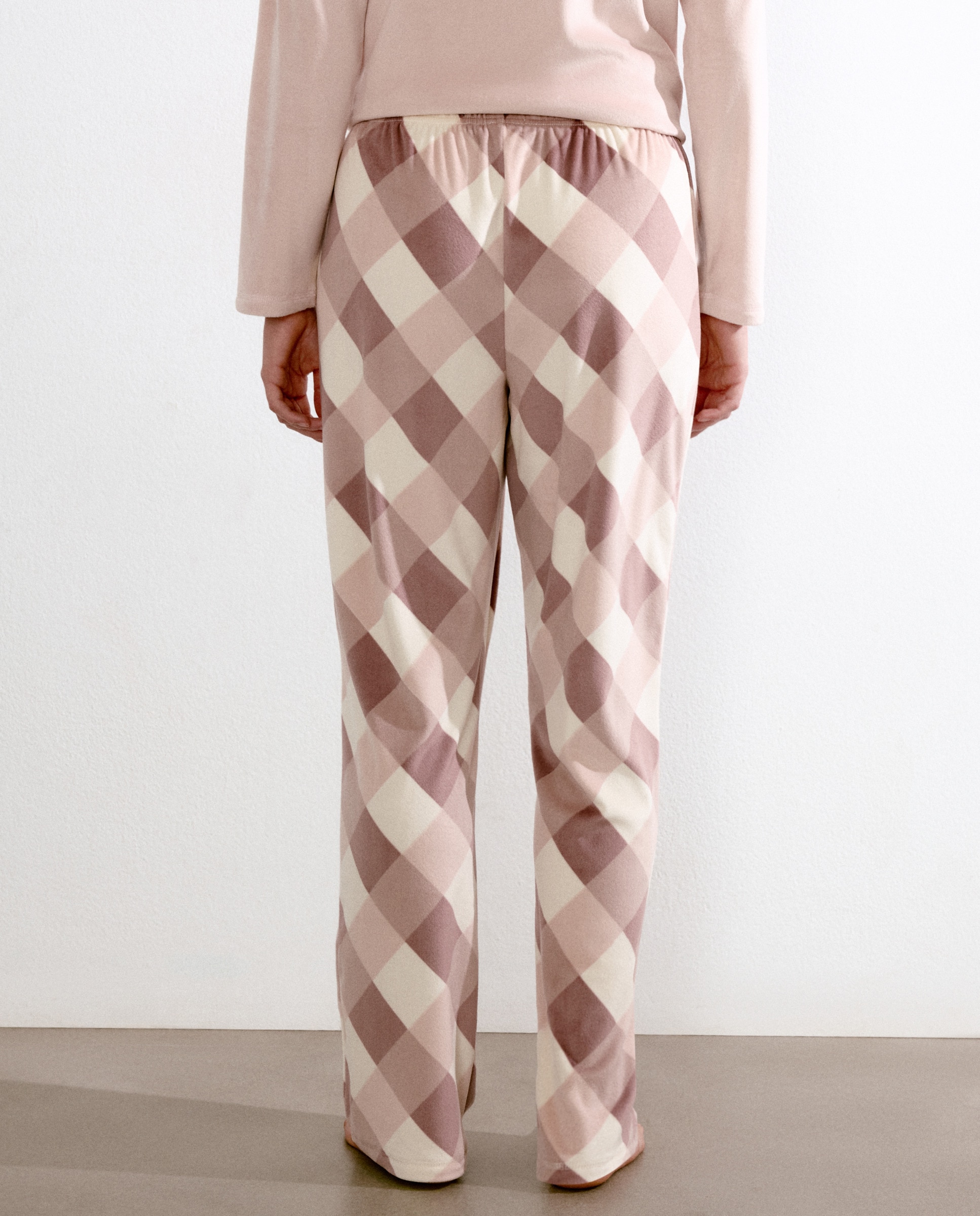 Calças de Pijama com Estampado Rosa-3