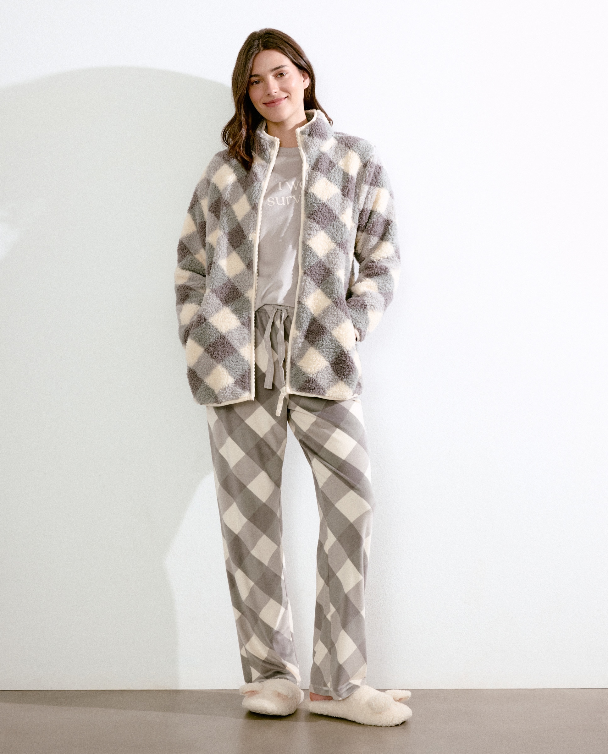 Calças de Pijama com Estampado Preto-1