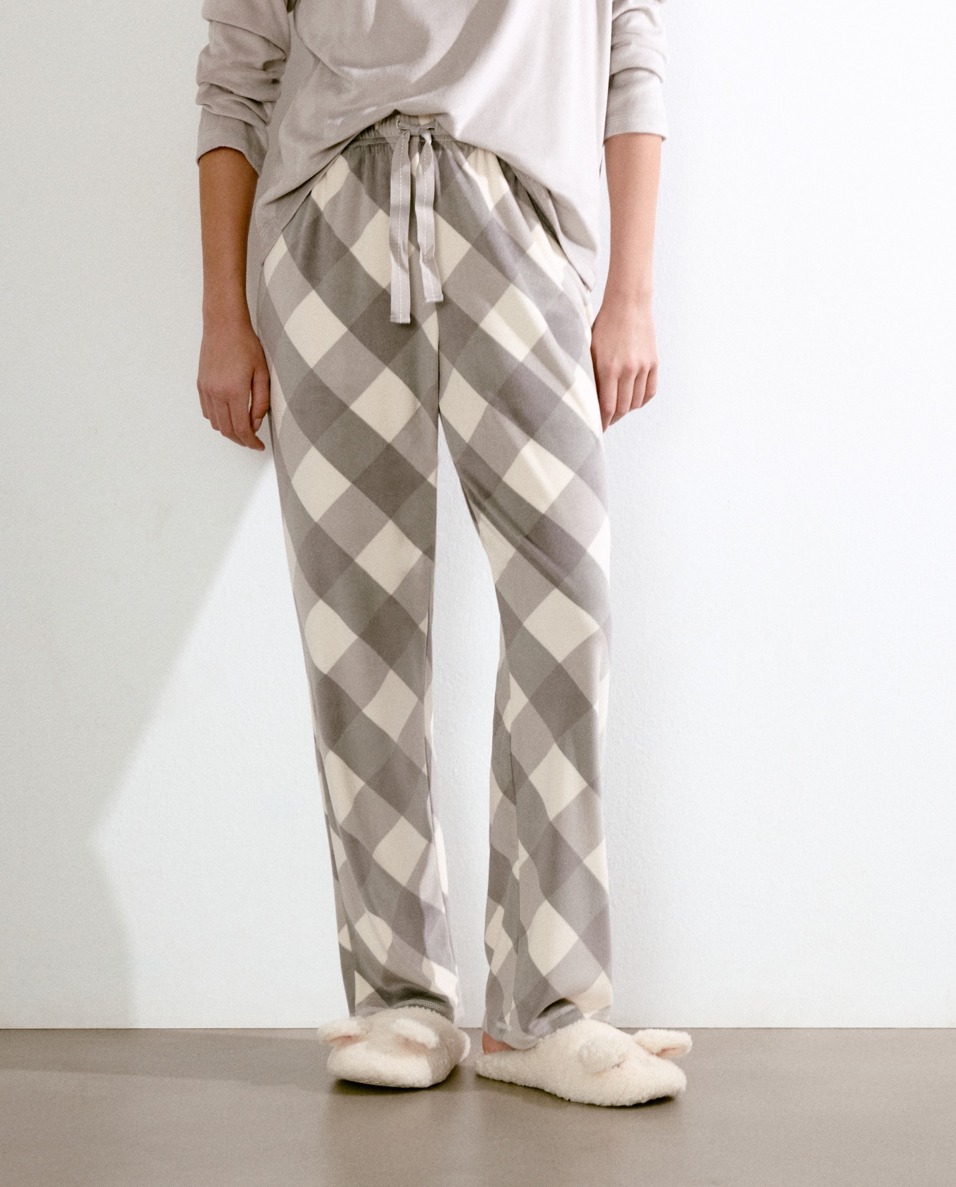 Calças de Pijama com Estampado Preto-2