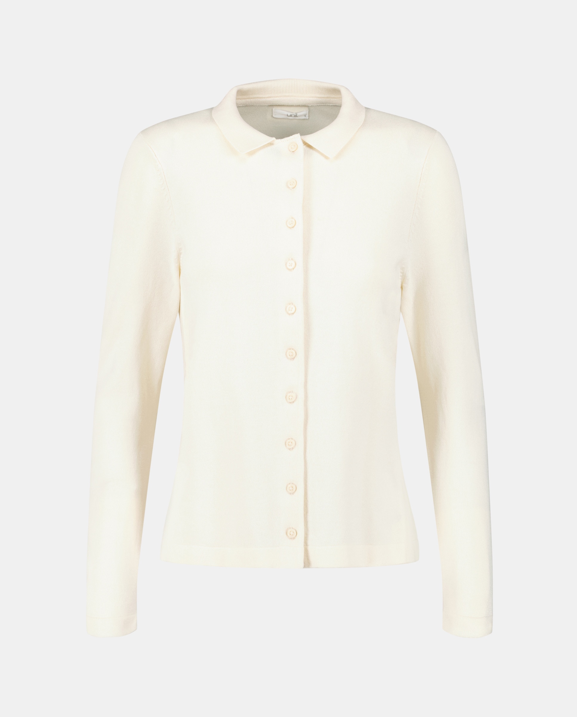 Cárdigan de mujer básico cuello polo 120 Crudo-4