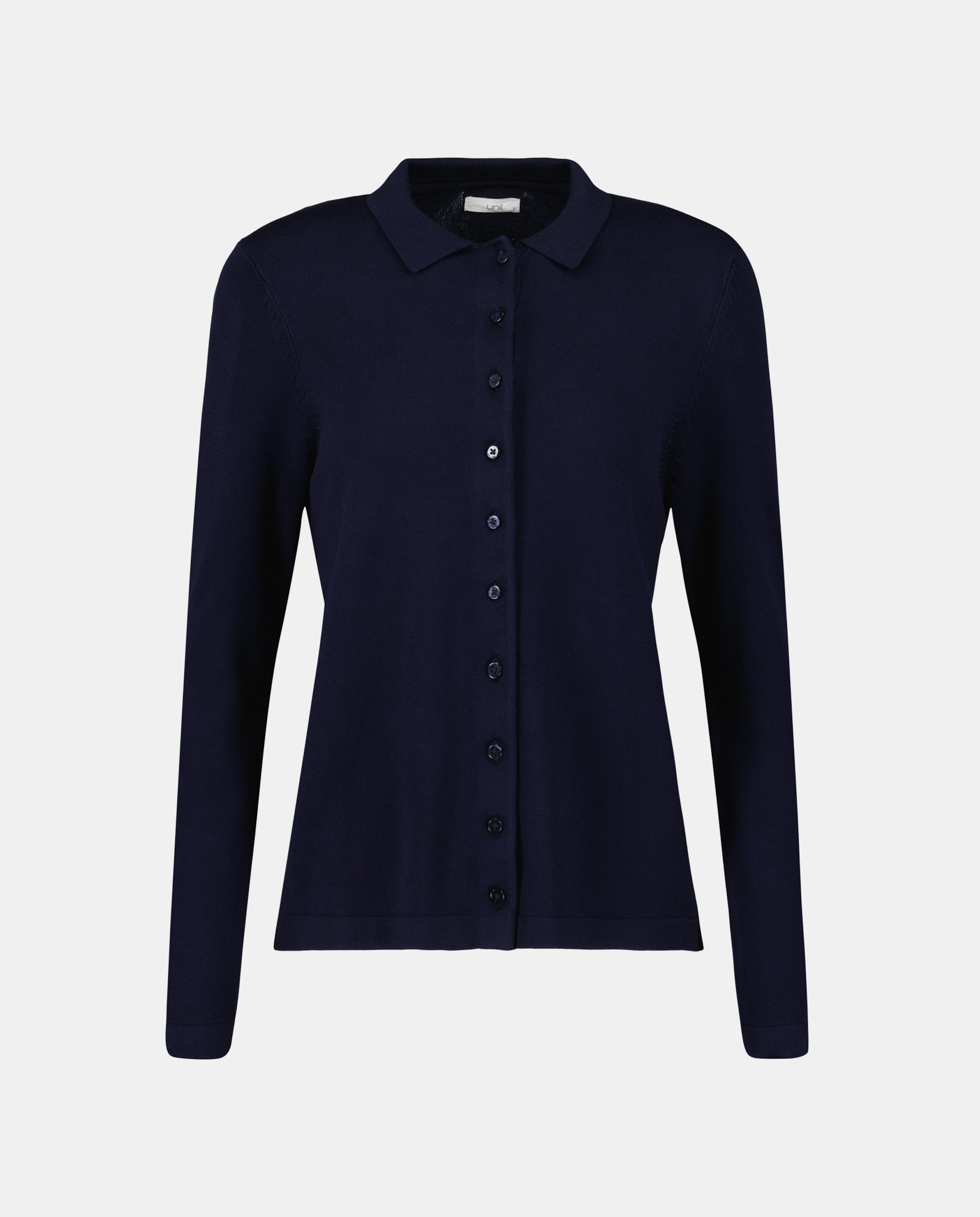 Cárdigan de mujer básico cuello polo 430 Azul oscuro-4