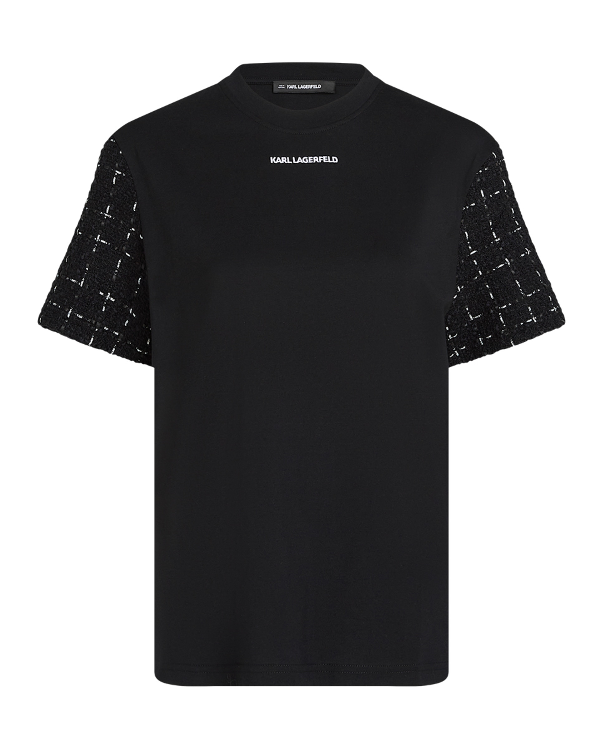 T-shirt Relax Fit com Logótipo Bouclé Preto-2