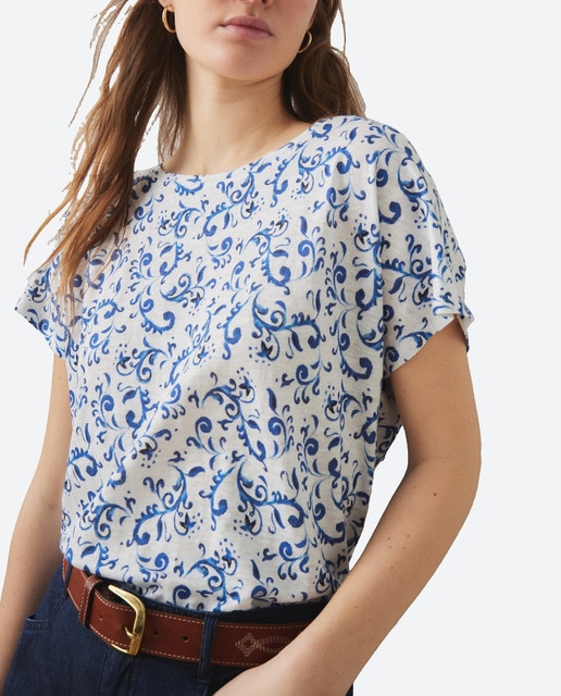 Imagen 0 de Camiseta de lino manga corta de mujer