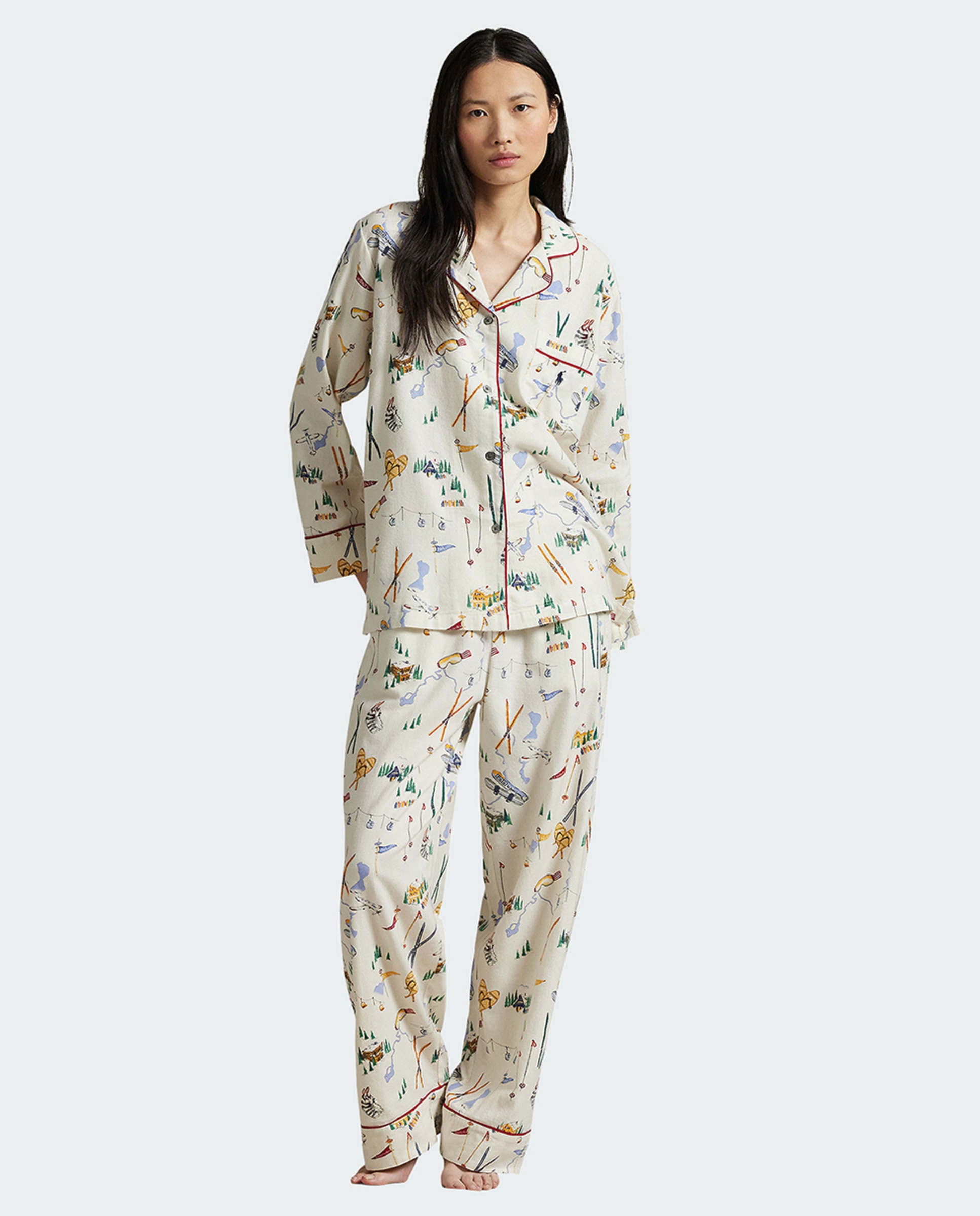 Pijama mujer de franela con estampado esquí · Polo Ralph Lauren