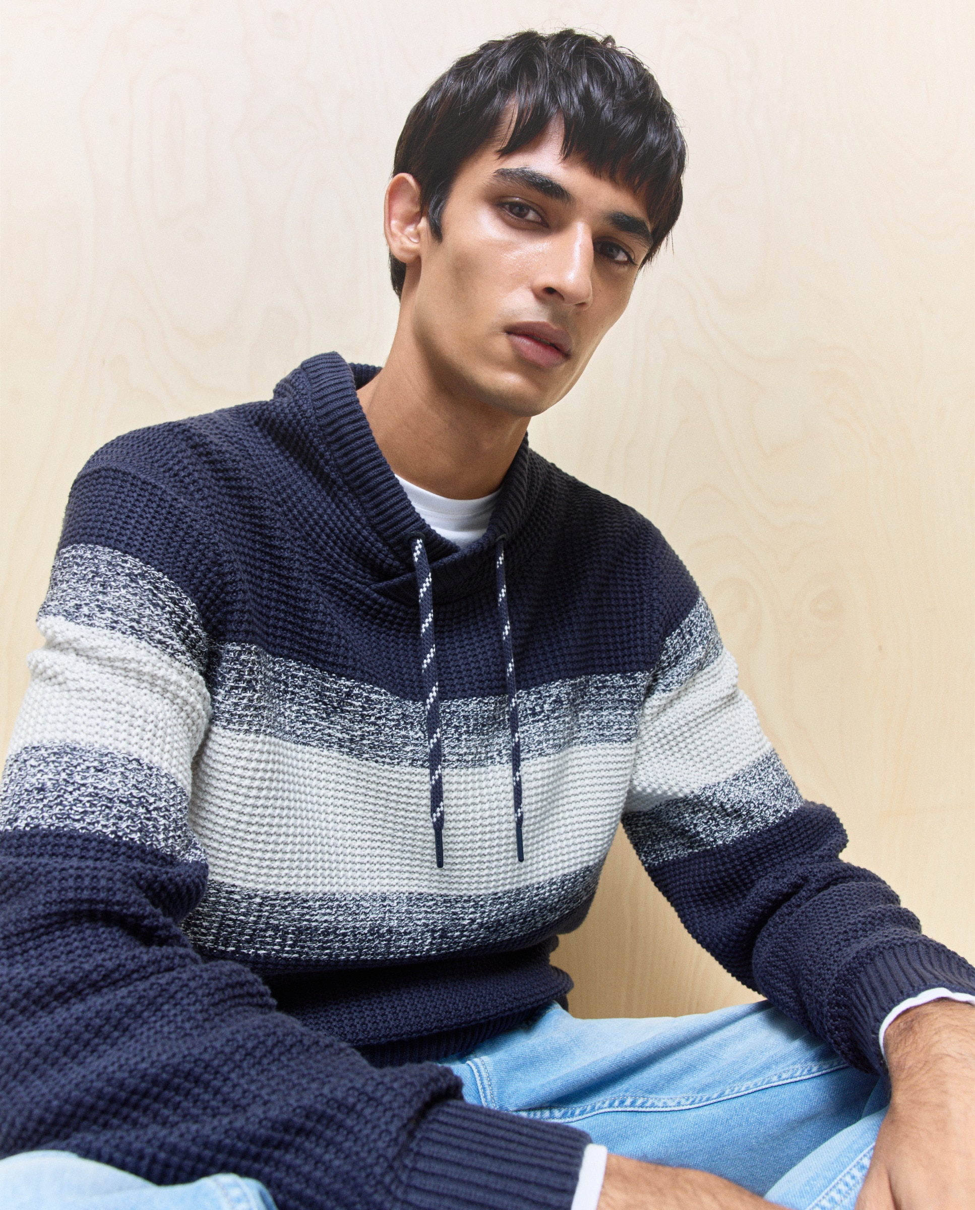 Camisola de Malha com Gola Subida Azul-marinho-4