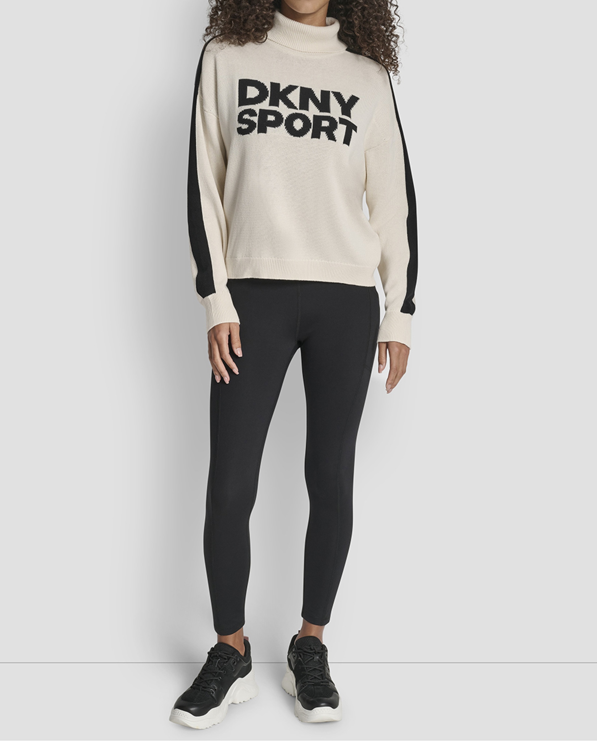 Camisola de malha de mulher com gola perkins Cru-1