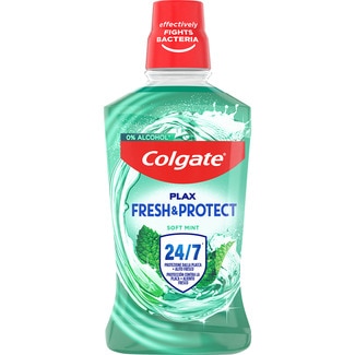 Plax Fresh Protect enjuague bucal menta suave 0% alcohol frasco 500 ml protección contra la placa + aliento fresco - Colgate