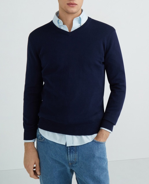 Imagen 0 de Jersey de algodón de cuello pico de hombre.