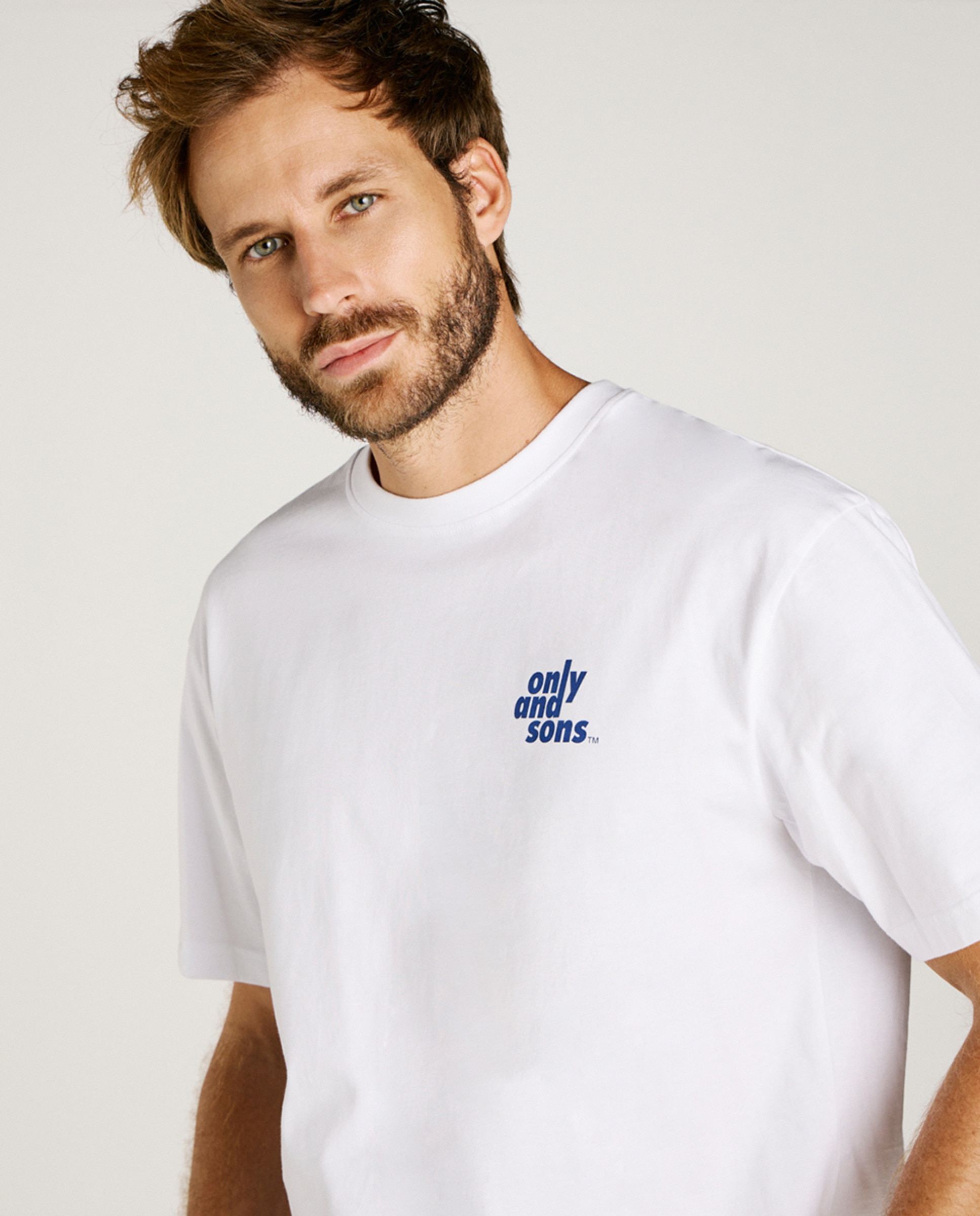 T-shirt Relaxed Fit com Manga Curta Branco-3
