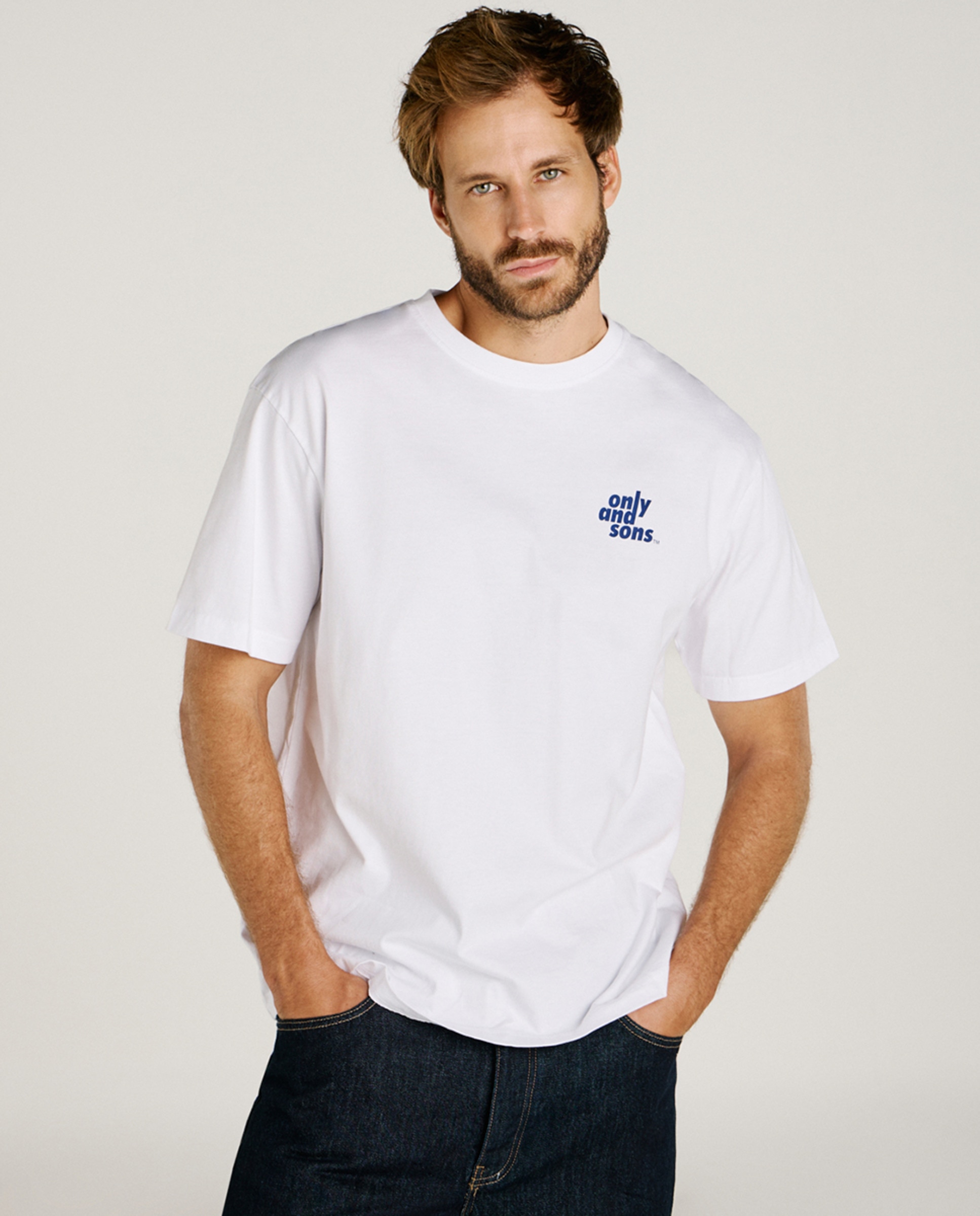T-shirt Relaxed Fit com Manga Curta Branco-1