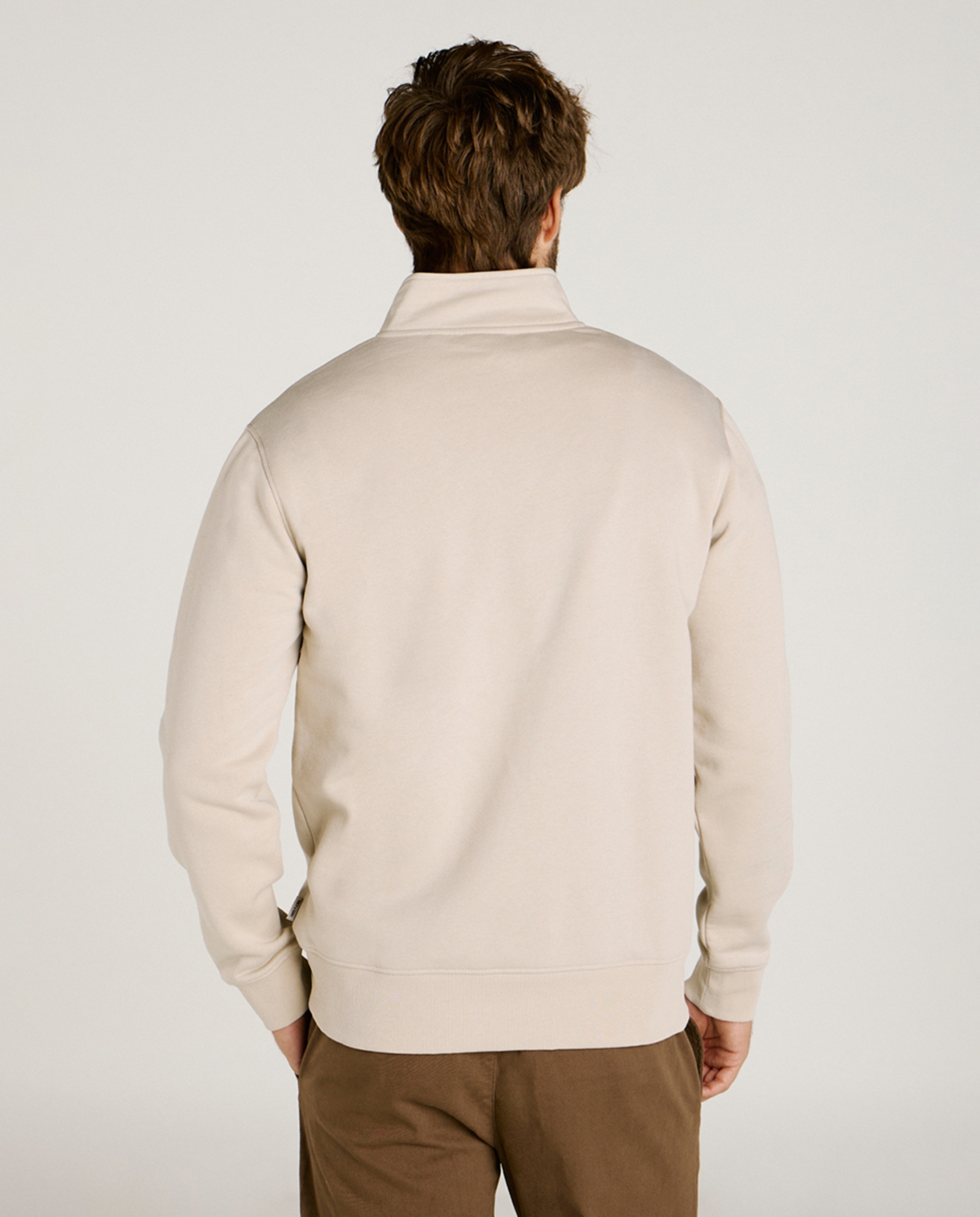 Sweatshirt Básica com Gola Alta Bege-2