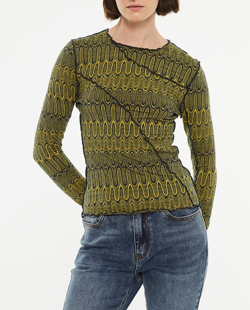 Imagen 0 de Camiseta de mujer manga larga jacquard psicodélic