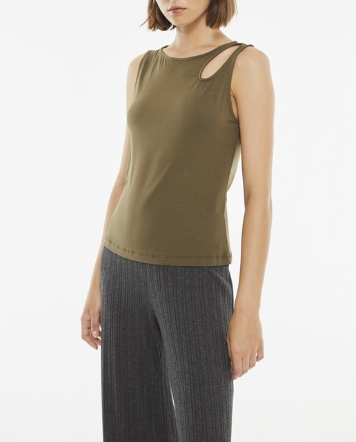 Imagen 0 de Top de mujer ajustado de canalé cut out