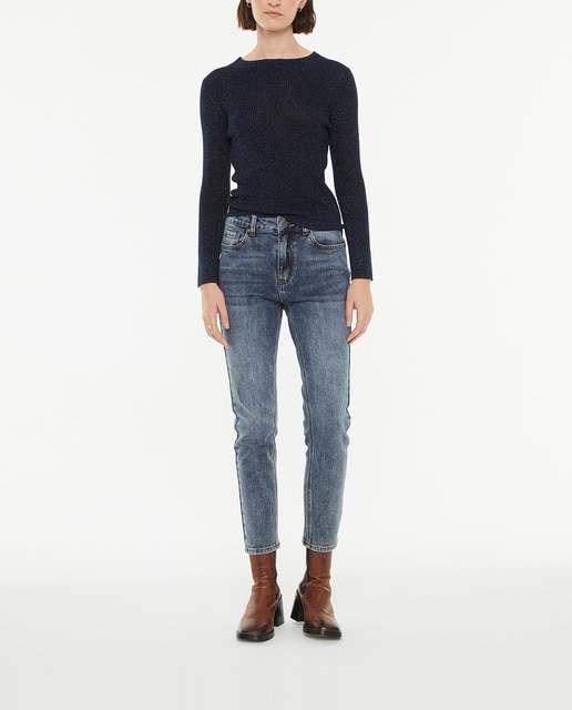 Imagen 0 de Pantalón de mujer denim slim fit tiro medio efecto lavado