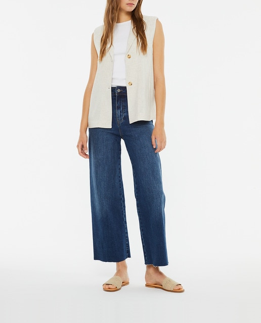 Imagen 0 de Pantalón de mujer denim wide leg de tiro alto