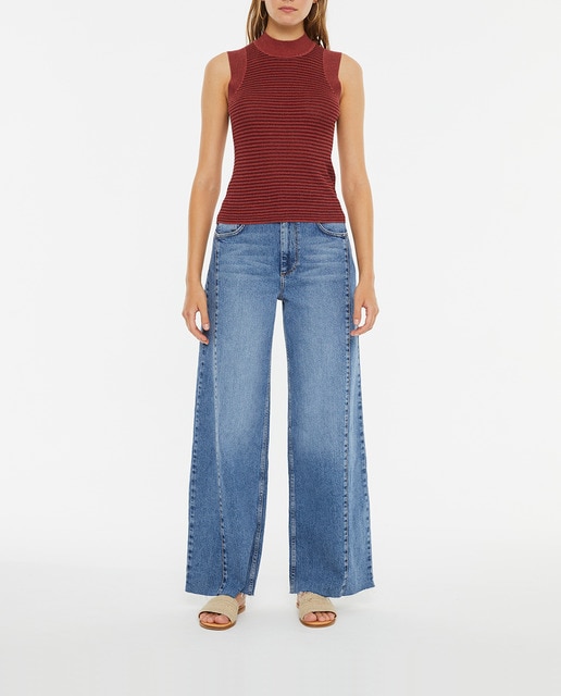 Imagen 0 de Pantalón de mujer denim wide leg bajo desilachado