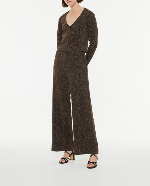 Imagen 0 de Pantalón de mujer largo evasé con brillo