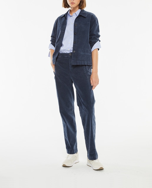 Imagen 0 de Pantalón de mujer de pana efecto denim lavado