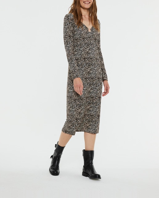 Imagen 0 de Vestido de mujer midi estampado con anilla en el escote