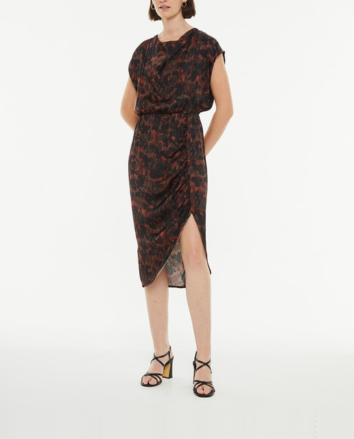 Imagen 0 de Vestido de mujer midi asimétrico estampado drapeado