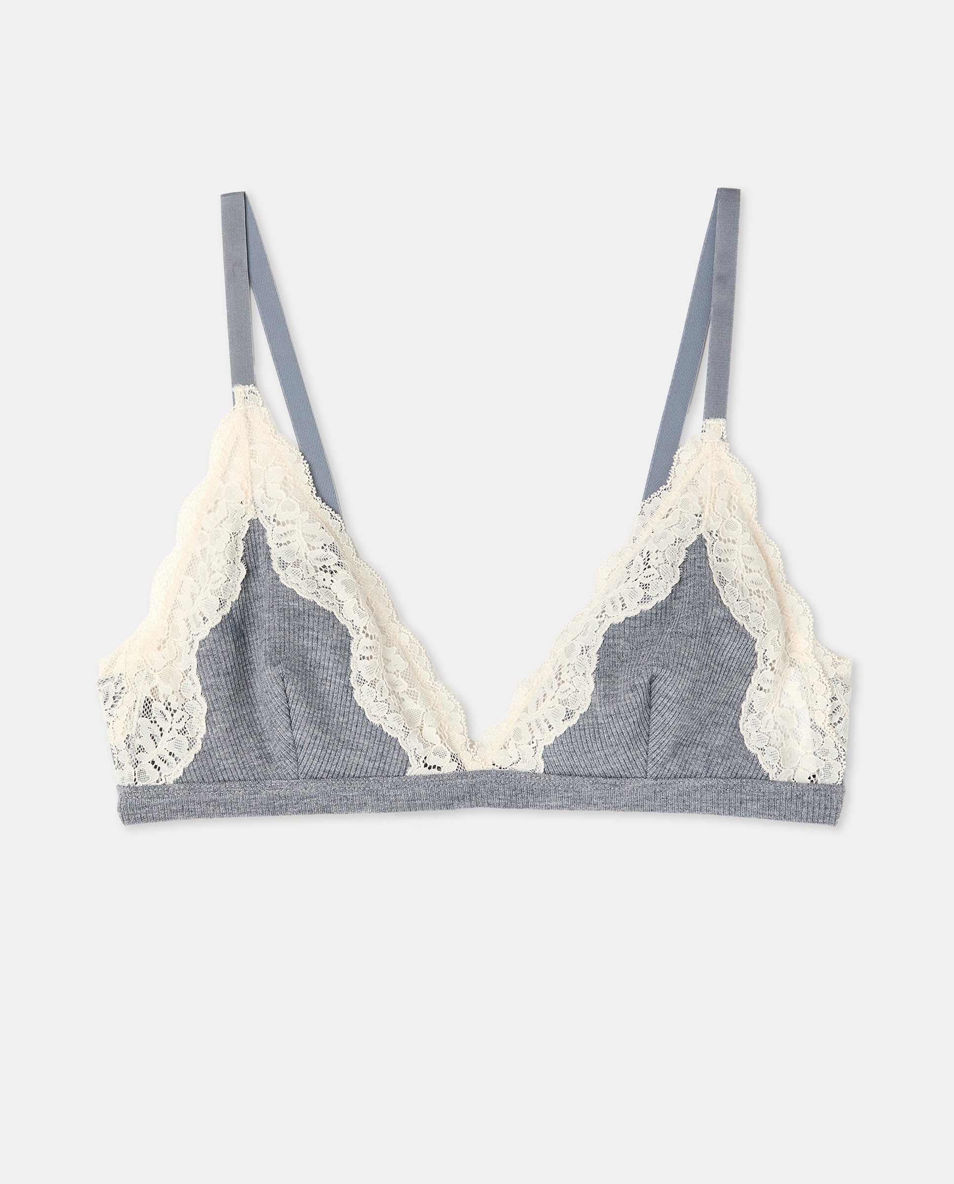 Bralette com Debruado de Renda Cinzento-4