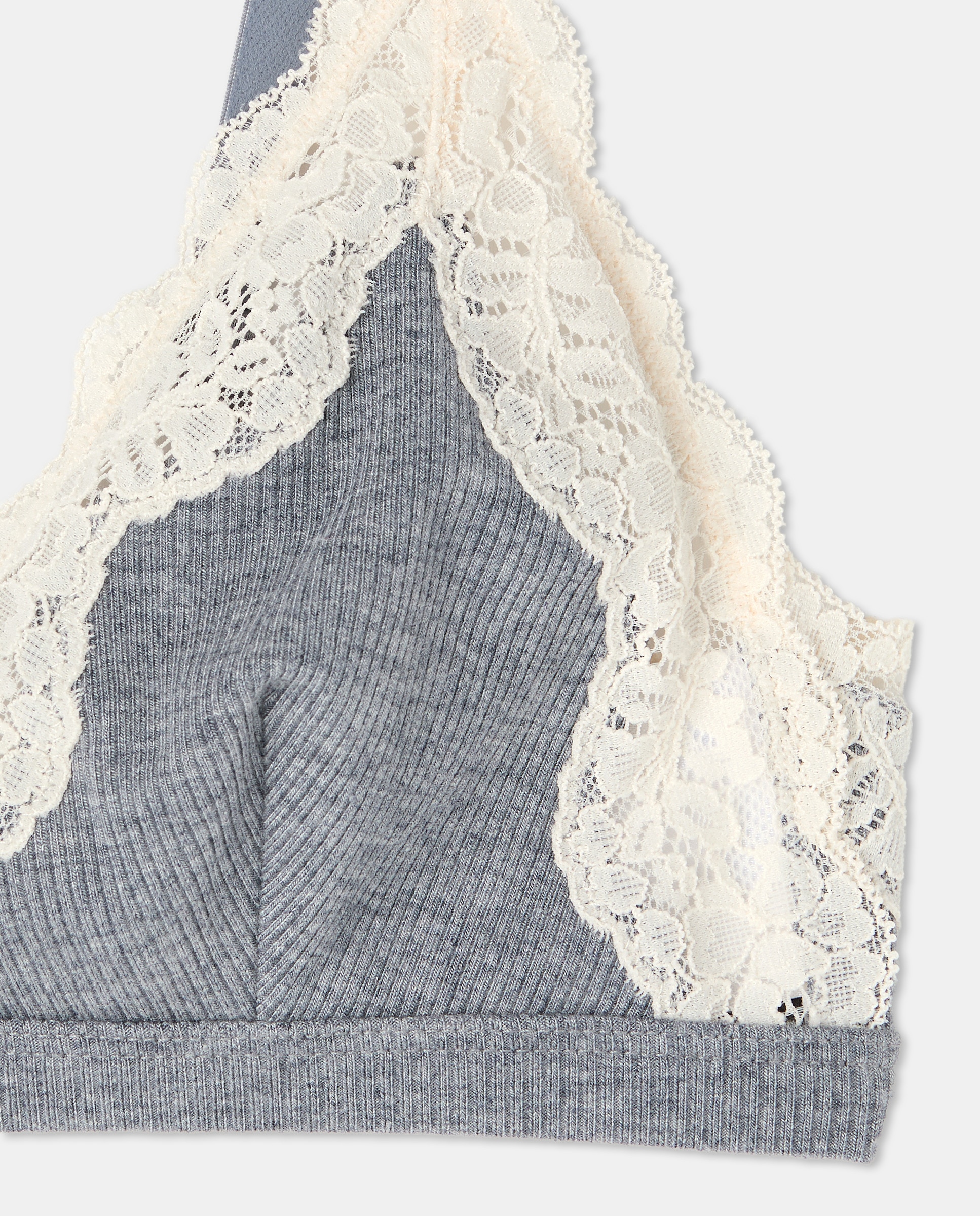 Bralette com Debruado de Renda Cinzento-5