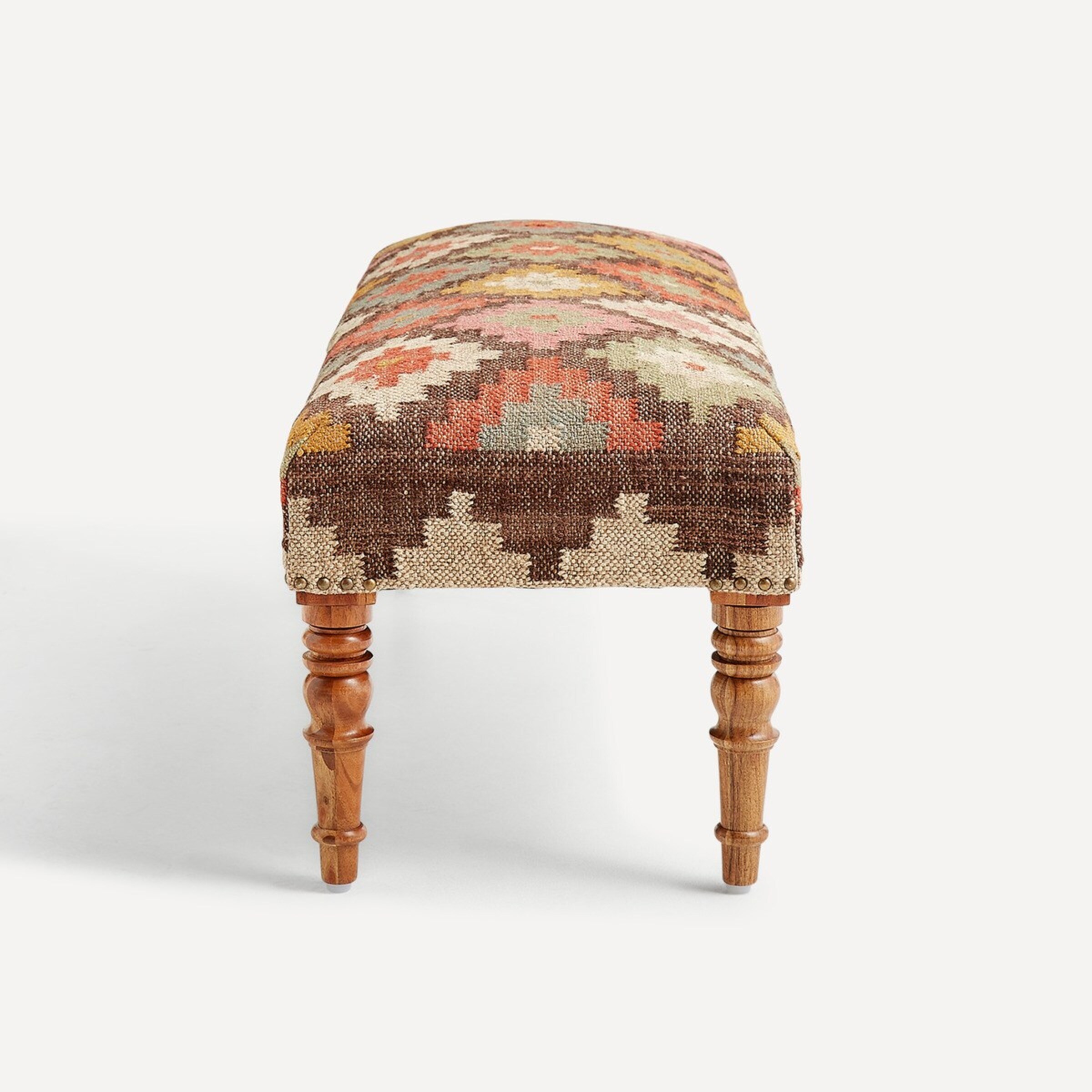 Banco de Madeira de Mangueira Estofado Delhi - Multicolor Multicolor-3