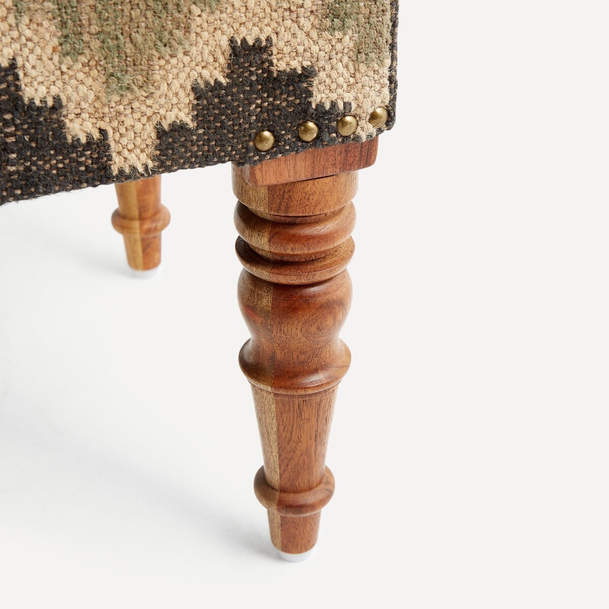 Banco de Madeira de Mangueira Estofado Delhi - Verde Verde-4