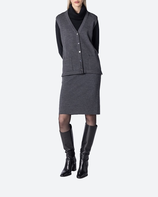 Imagen 0 de Chaleco de mujer de punto liso con bolsillos