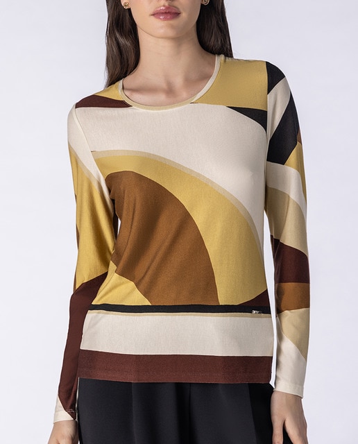 Imagen 0 de Camiseta de mujer con estampado abstracto y de manga larga