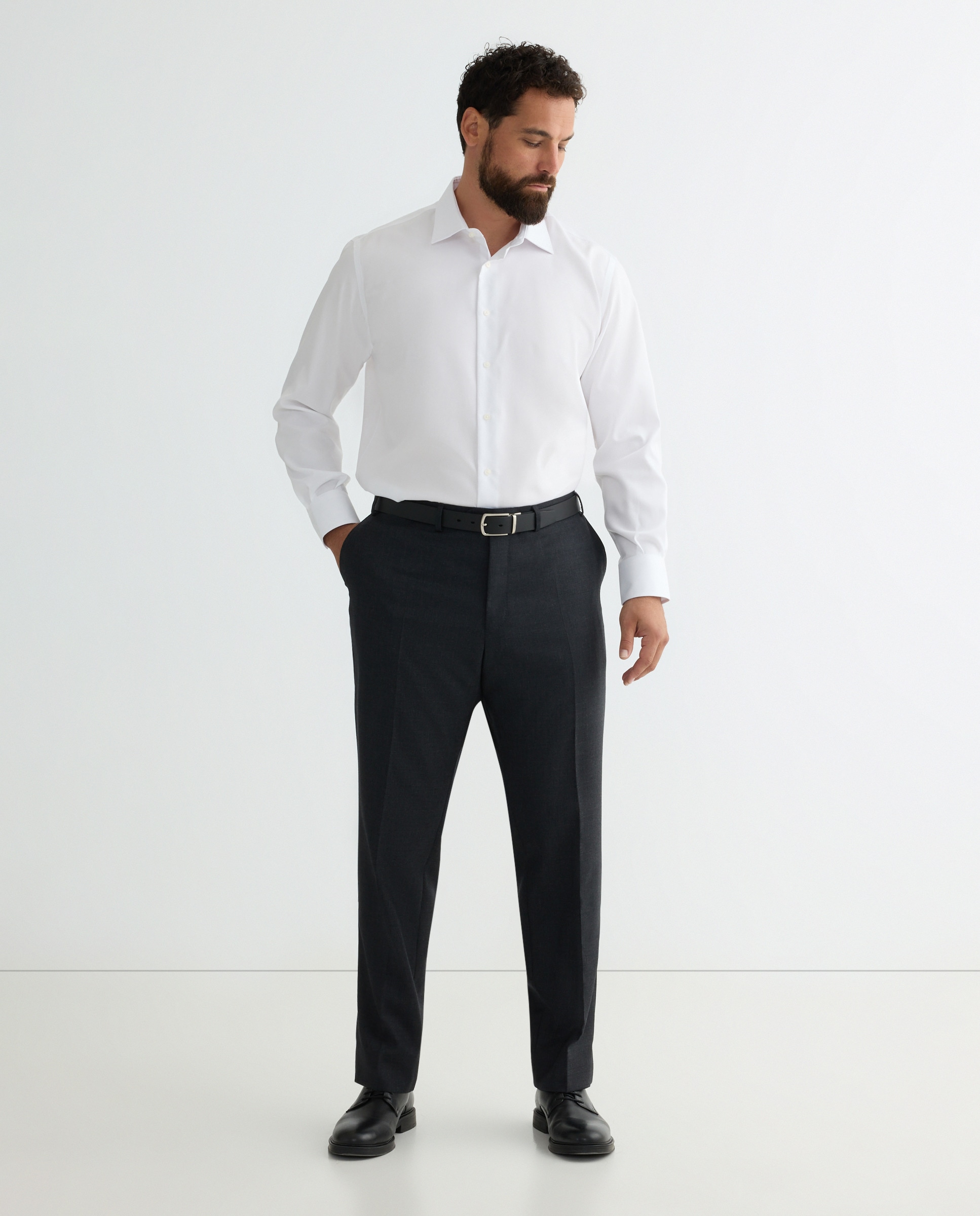 Camisa vestir non iron hombre manga larga tallas grandes - Emidio Tucci - Blanco Blanco-3