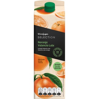 zumo de naranja Valencia Late 100% exprimido sin pulpa brik 1 l - El Corte Ingles Selection
