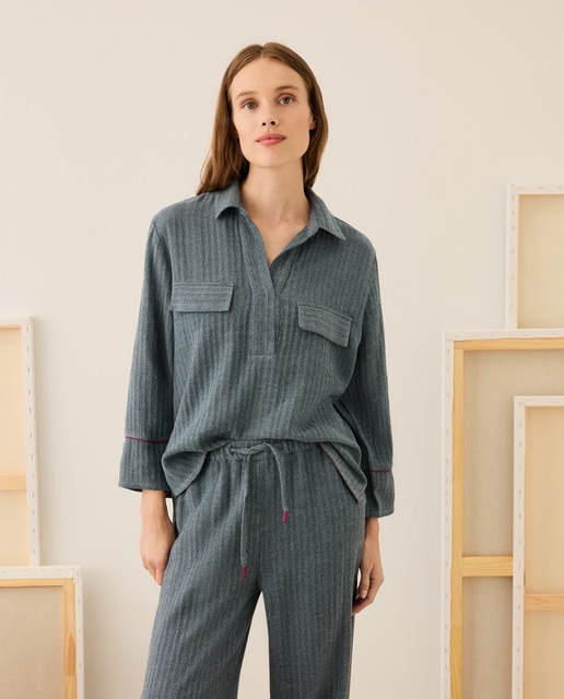 Blusa de espiga con manga larga