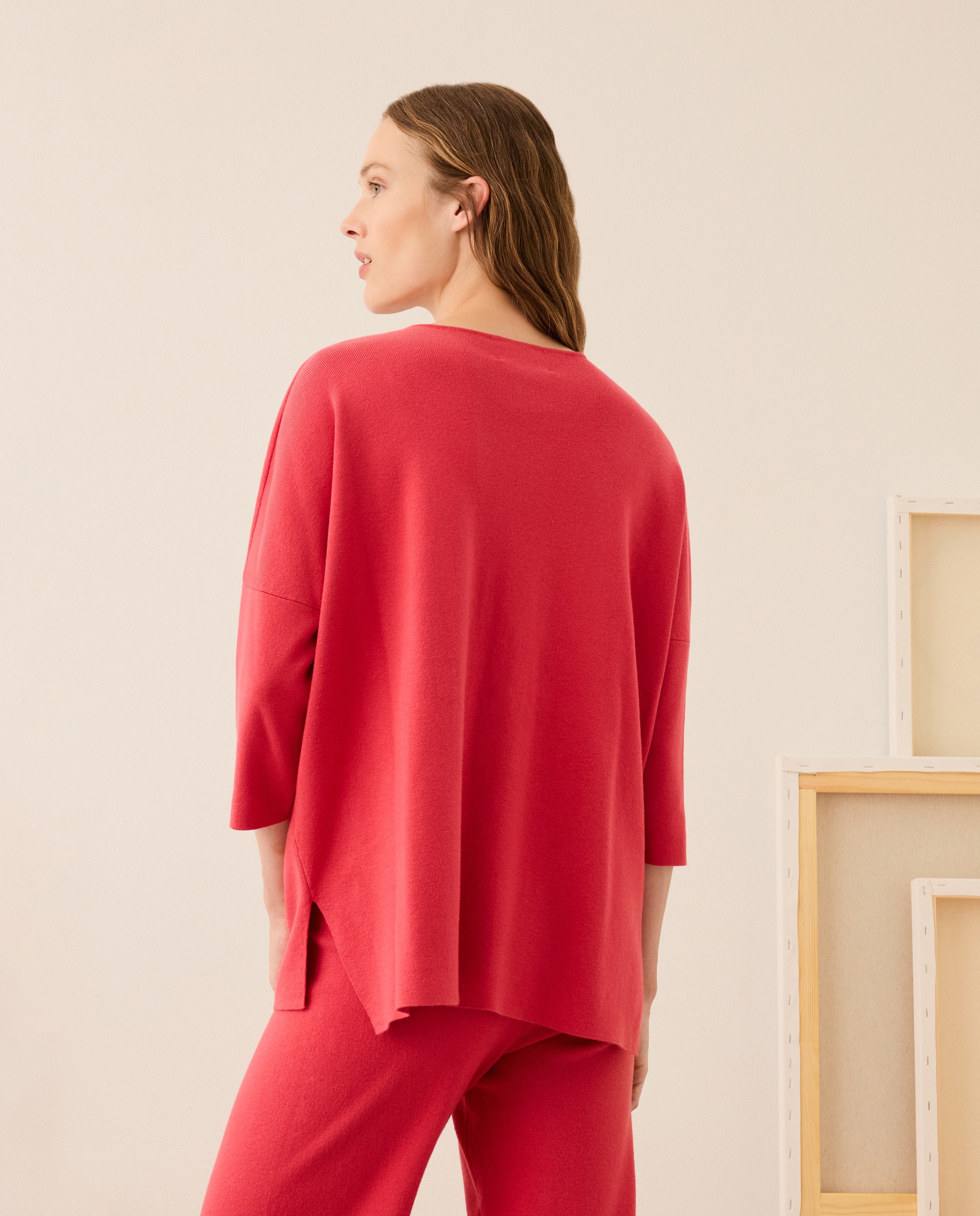 Camisola de Malha com Decote em Bico 630 Coral-3