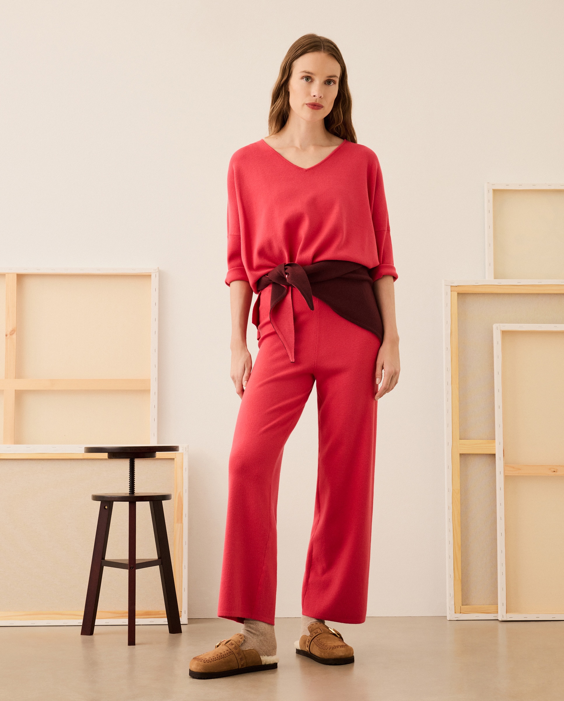Camisola de Malha com Decote em Bico 630 Coral-2