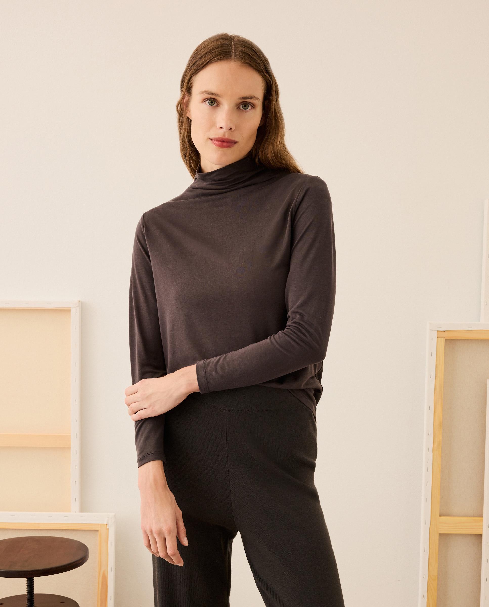 Camisola com Gola Alta 830 Antracite-1
