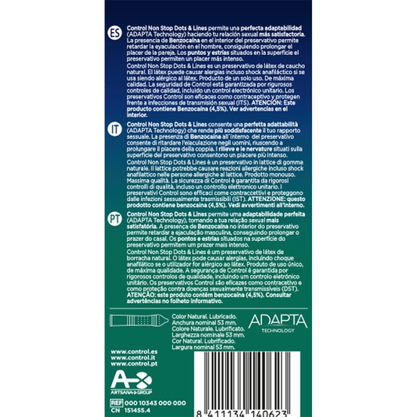 Non Stop condoms ribbed and dotted + delay effect box 12 units