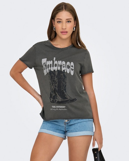 Imagem 0 de T-shirt de manga curta com desenho à frente