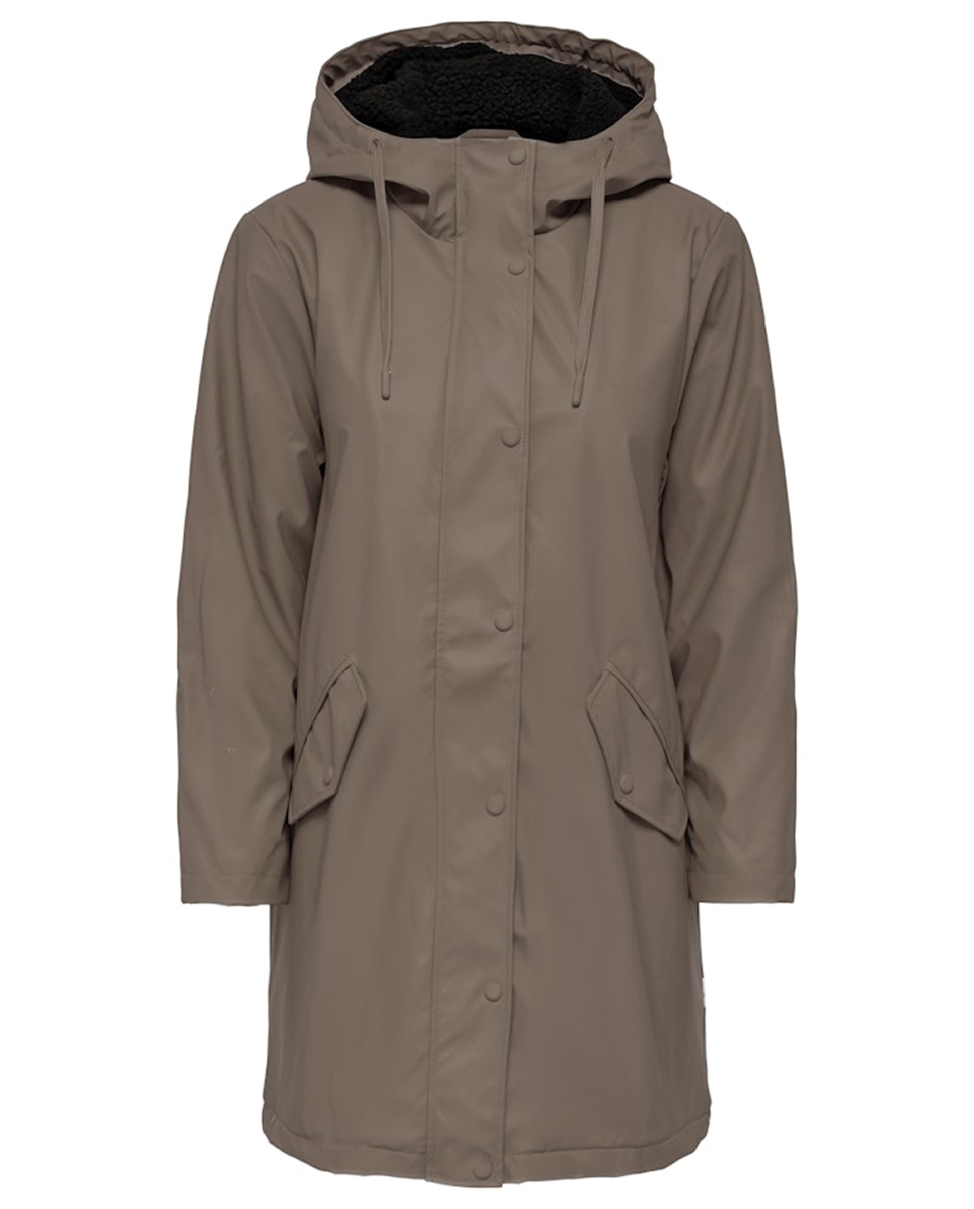 Impermeável com Capuz e Forro Teddy Taupe-3