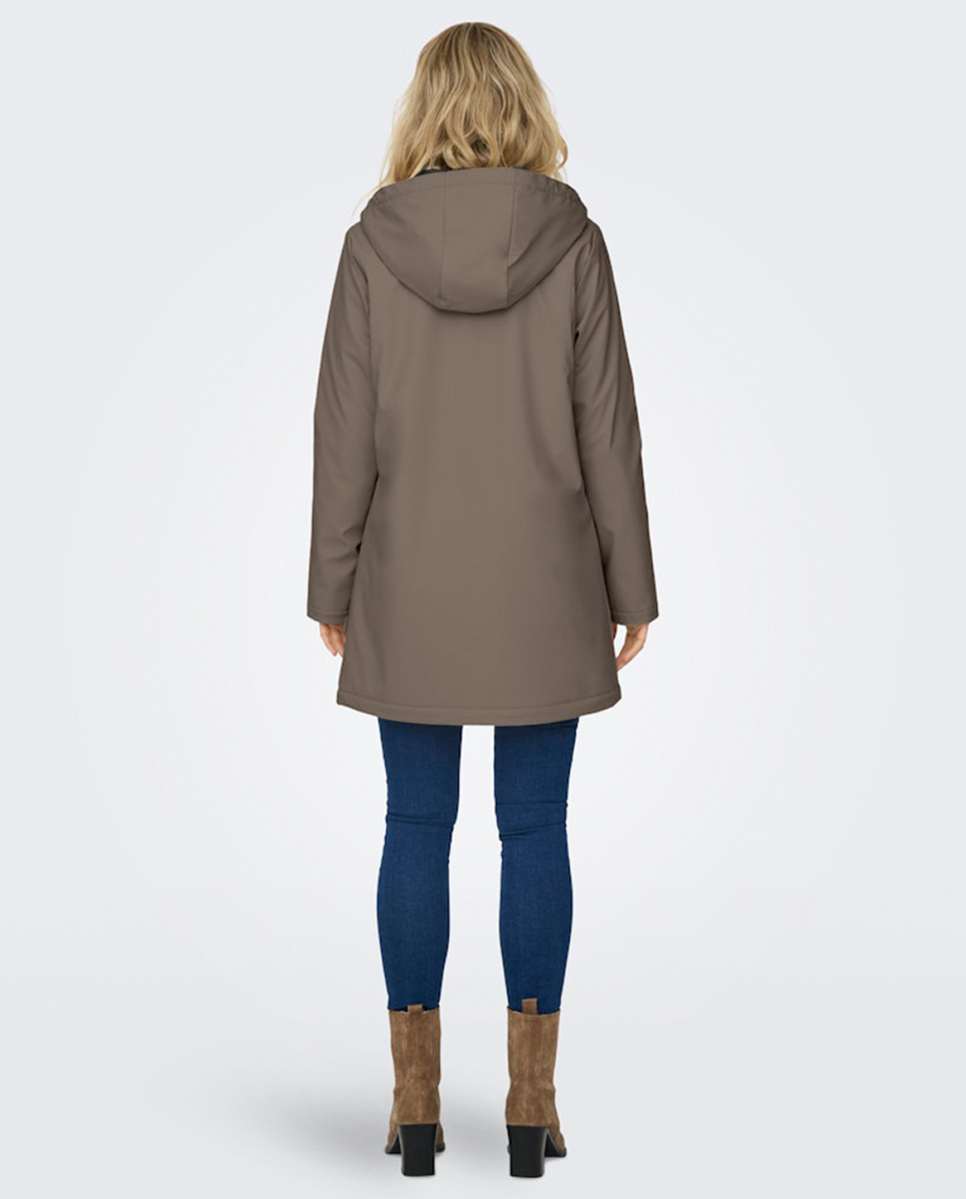 Impermeável com Capuz e Forro Teddy Taupe-2